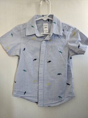 Carter's Light Blue Short-Sleeve Button-Down with Shark Print